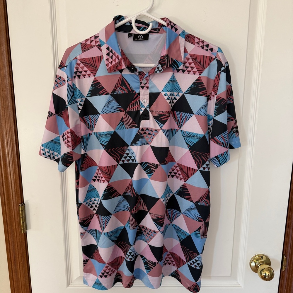 Greenside Golf Like NEW! Mens Medium Tropical Geo Polo Shirt
